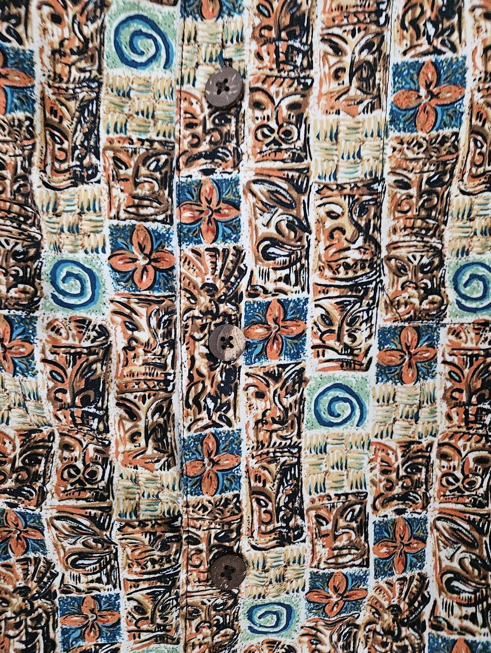 KOKO ISLAND Vintage Classic Hawaiian Tiki Block Print Shirt | SZ L - Picture 3 of 6